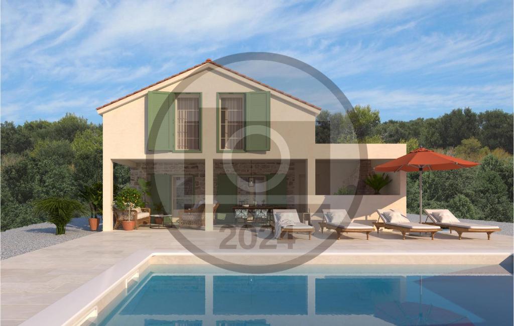 a villa with a swimming pool and a house at Gorgeous Home In Sinj With Kitchen in Sinj