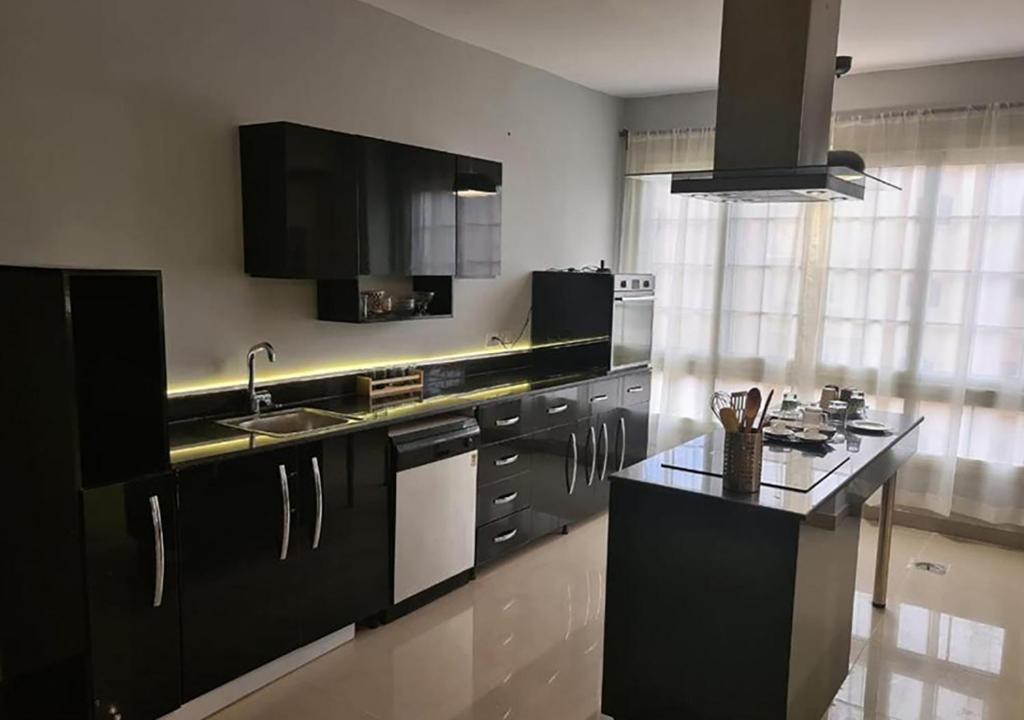 Kuchyň nebo kuchyňský kout v ubytování Hayat Apartments