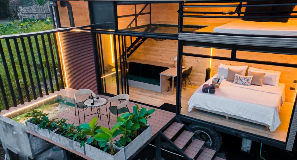 Voodi või voodid majutusasutuse Ecohotel Monte Tierra Habitaciones y Glamping toas