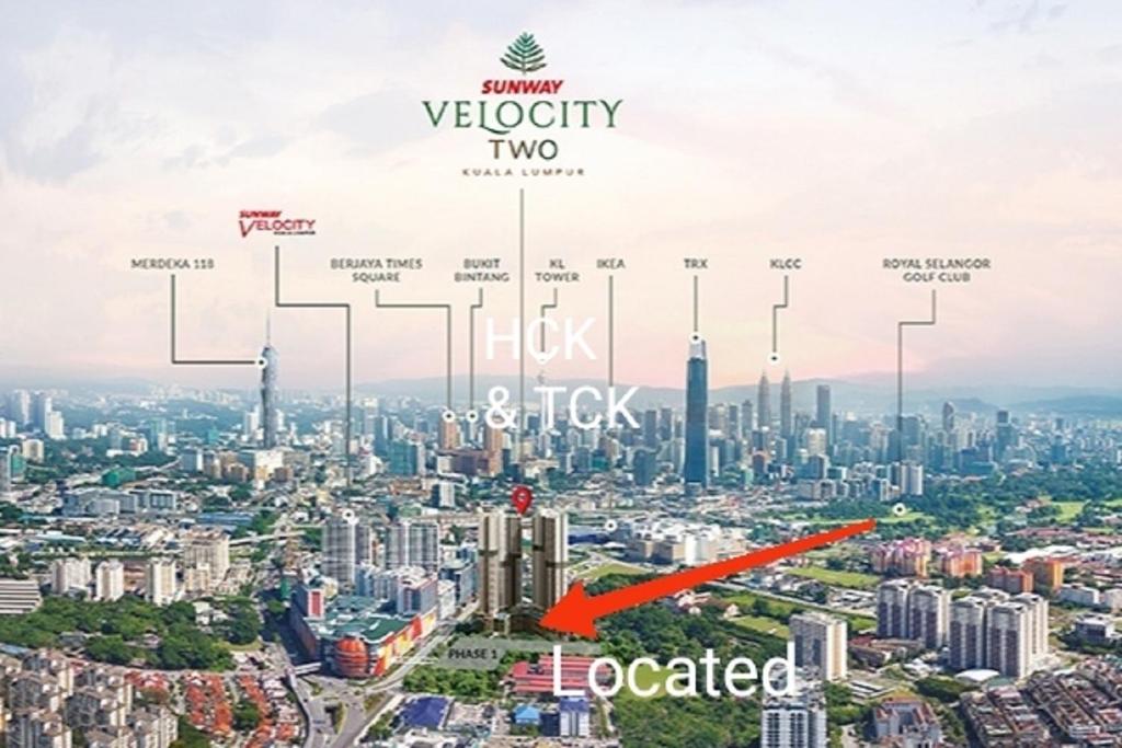 a map of the city of singapore with a red arrow pointing to the two at Next2Mall at Sunway Velocity Two by HCK in Kuala Lumpur