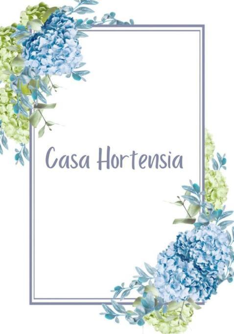 a frame of blue and green flowers with a rectangle at Hortensia House in the Municipality of Marques, Queretaro in La Cañada
