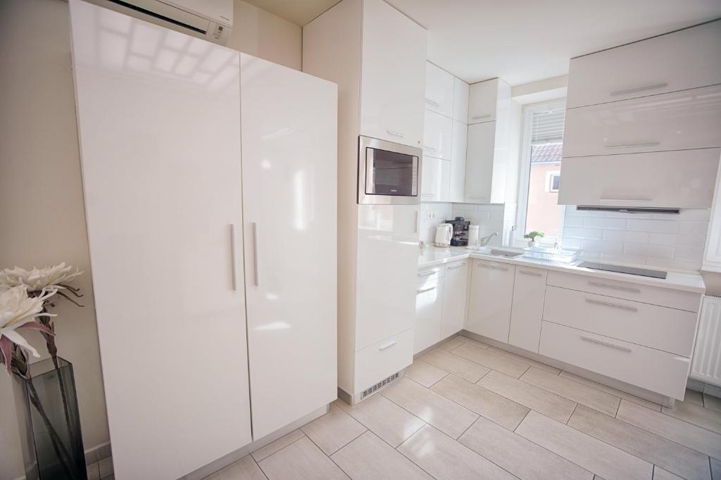 Kuchyň nebo kuchyňský kout v ubytování Németh Apartmanok