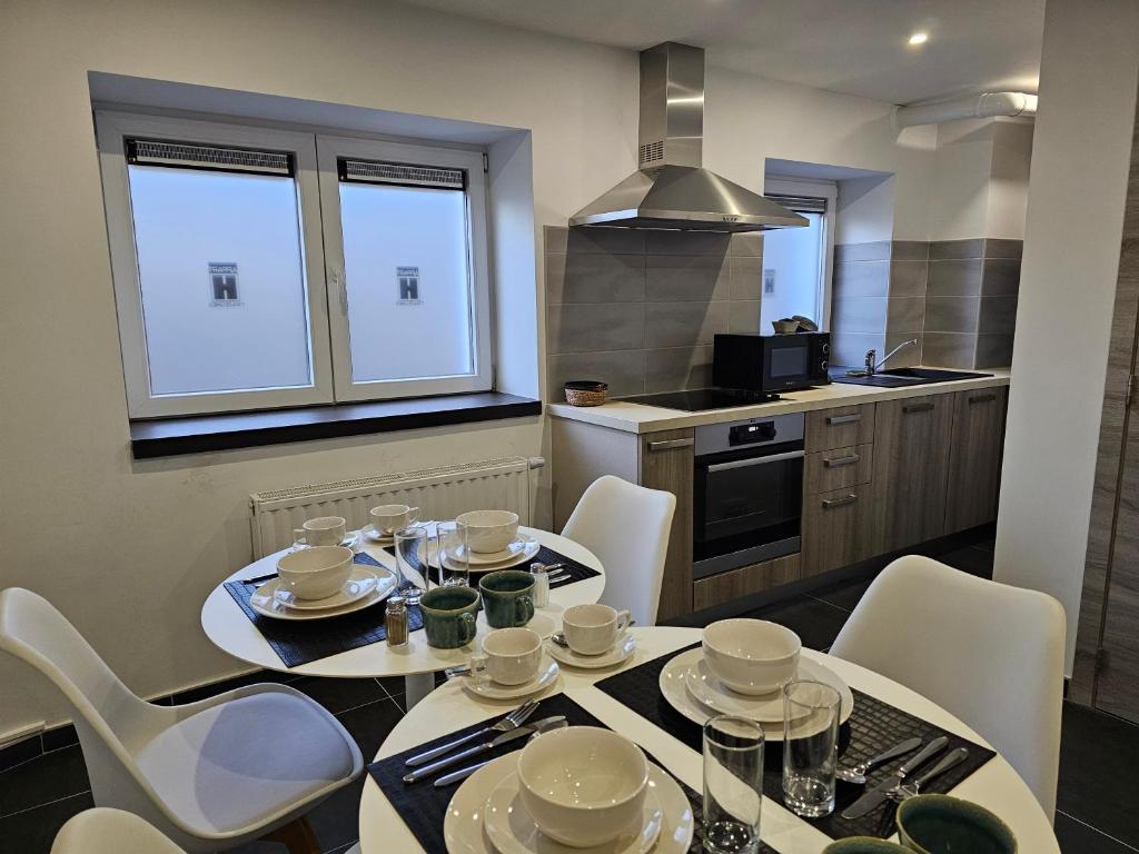 Eldhús eða eldhúskrókur á Appart'Hôtel Trazegnies