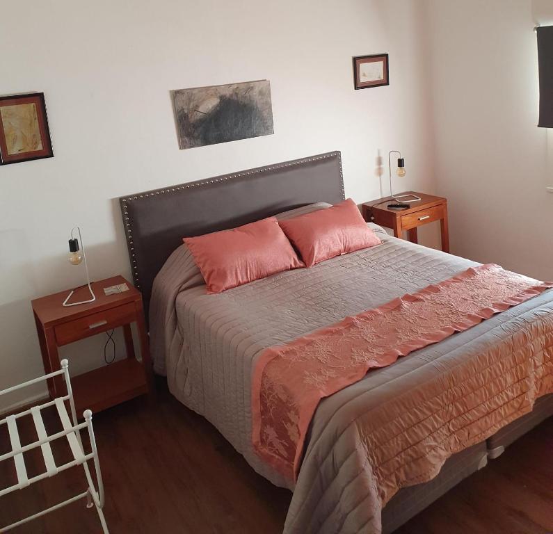 a bedroom with a large bed with two tables at DEPARTAMENTO RIO TERCERO in Río Tercero