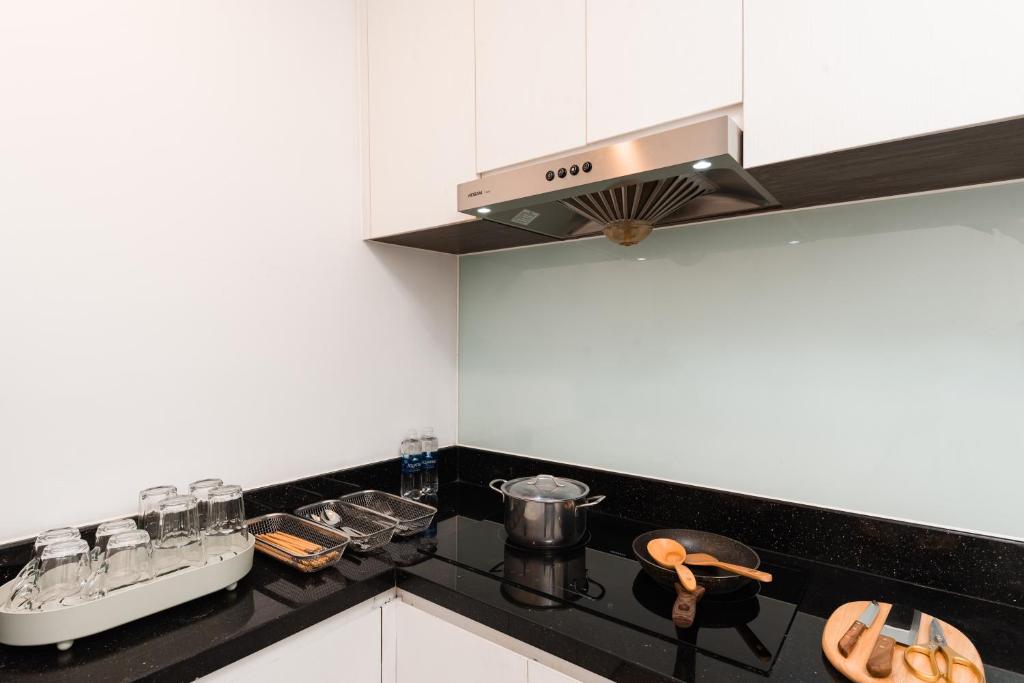 Kuchyň nebo kuchyňský kout v ubytování S Lux Apartment Virgo
