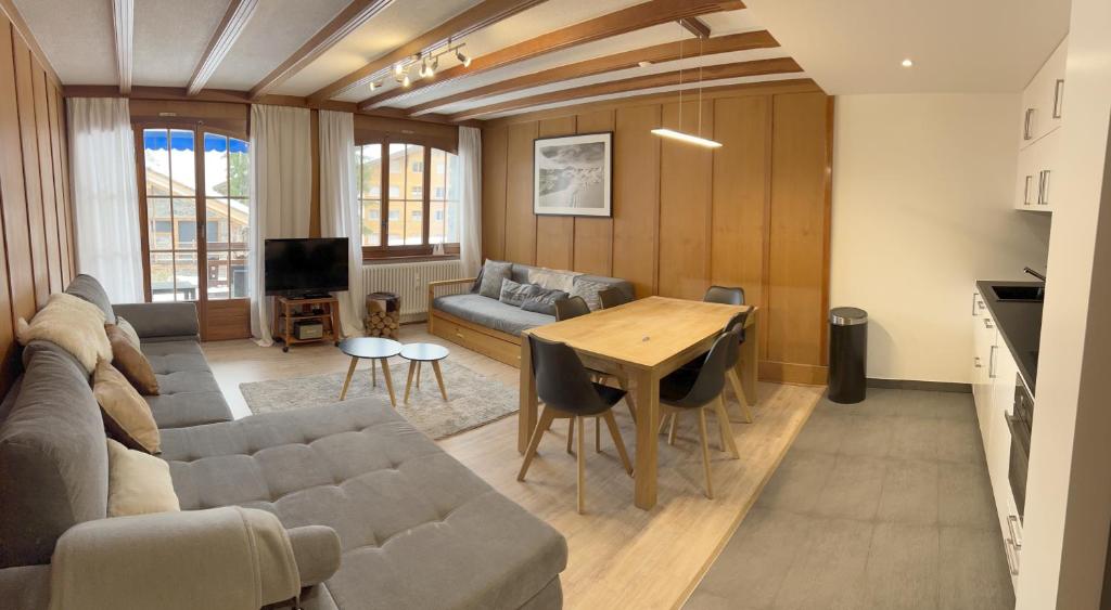 Posezení v ubytování "Petit flocon" Appartement au centre de Verbier