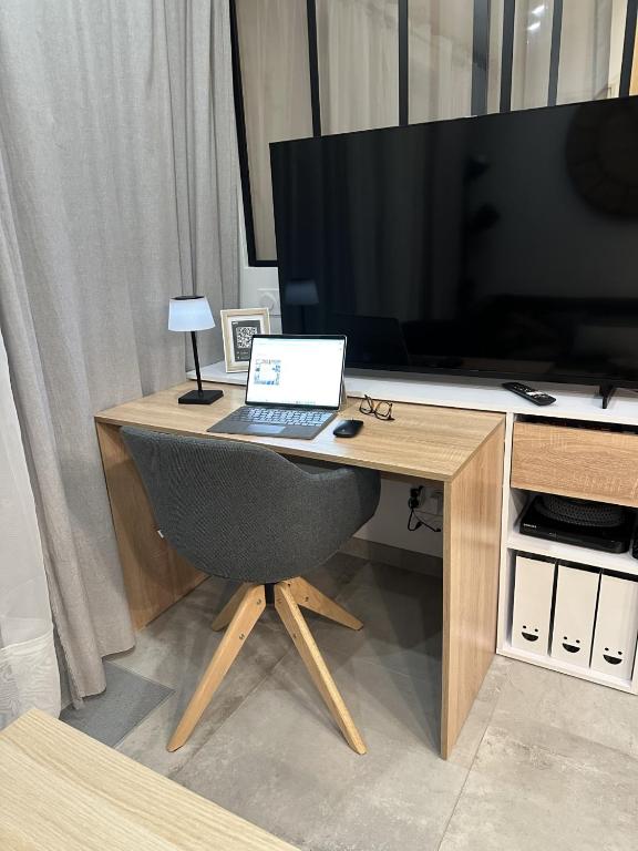 TV a/nebo společenská místnost v ubytování Cocon Classé 3 Etoiles - Love et Détente - SPA