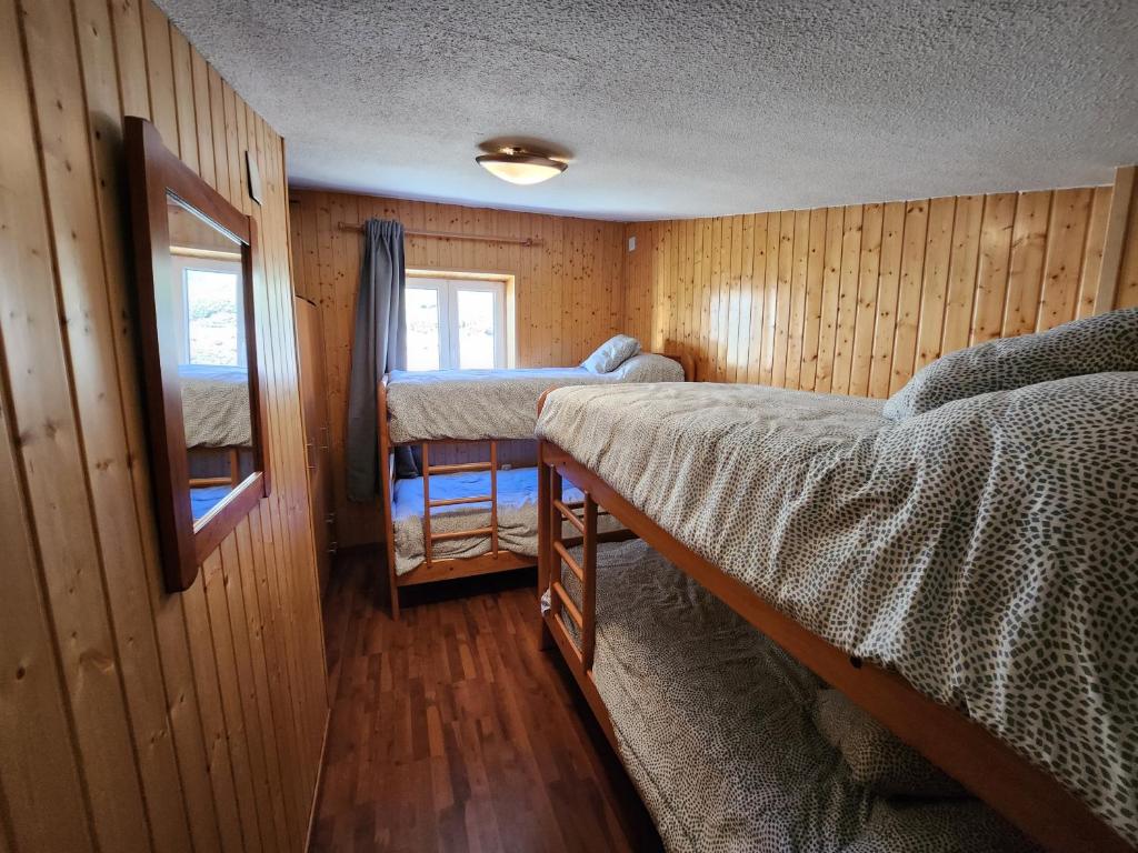 1 Schlafzimmer mit 2 Etagenbetten und einem Fenster in der Unterkunft DÚPLEX CON VISTAS ZONA MEDIA in Sierra Nevada