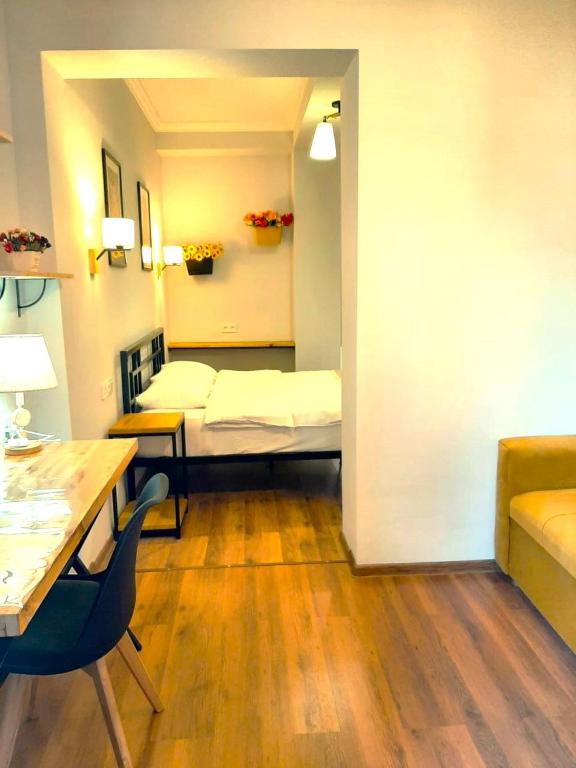Kuchyň nebo kuchyňský kout v ubytování Hotel Art Nikola Rooms