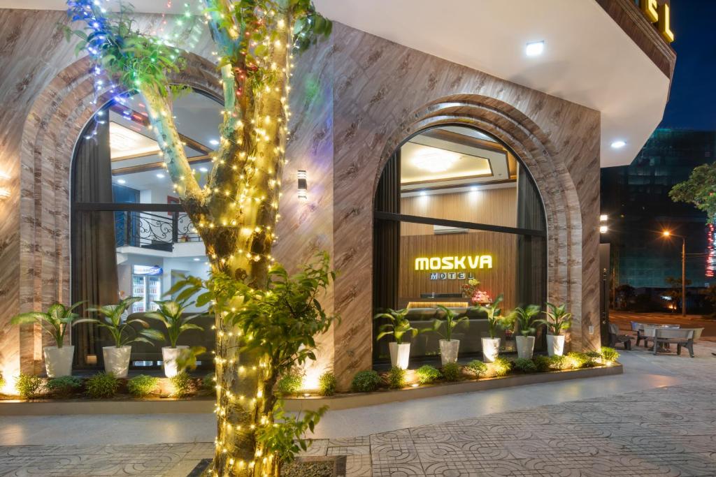a lobby of a museum with christmas lights at Moskva Motel & Apartment Danang in Da Nang