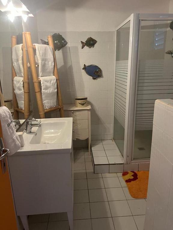 Koupelna v ubytování Le Neem
