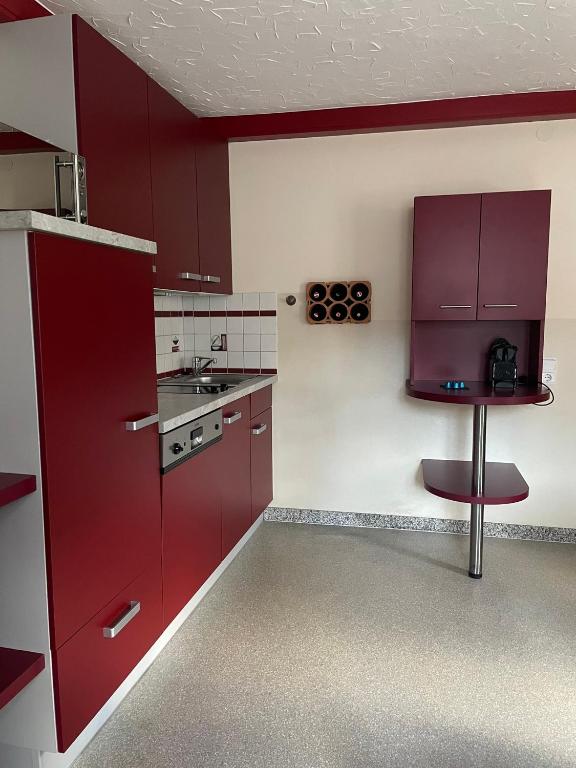 Kuchyň nebo kuchyňský kout v ubytování Ferienwohnung Jank