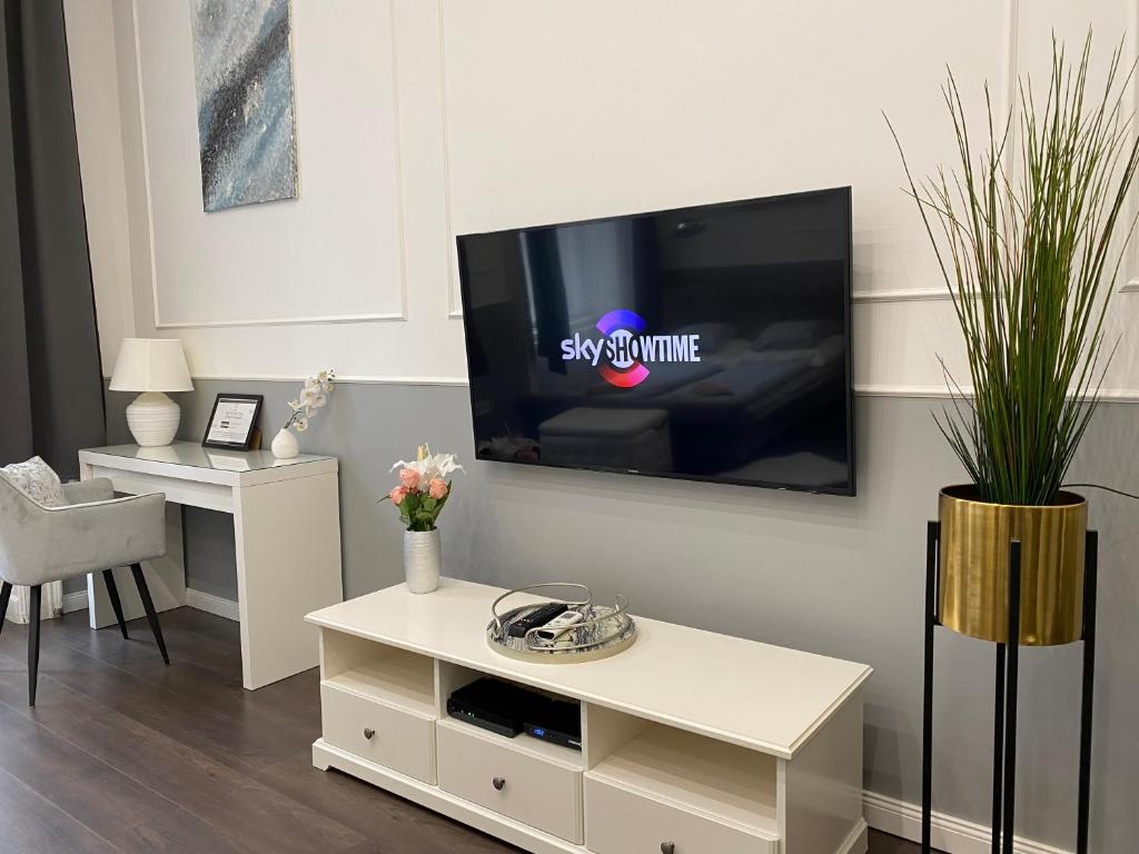 TV a/nebo společenská místnost v ubytování Semmelweis Apartment
