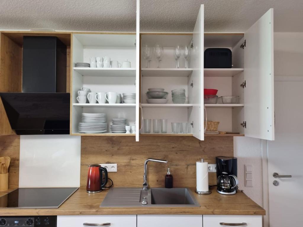 Kuchyň nebo kuchyňský kout v ubytování Landhaus Westerloy