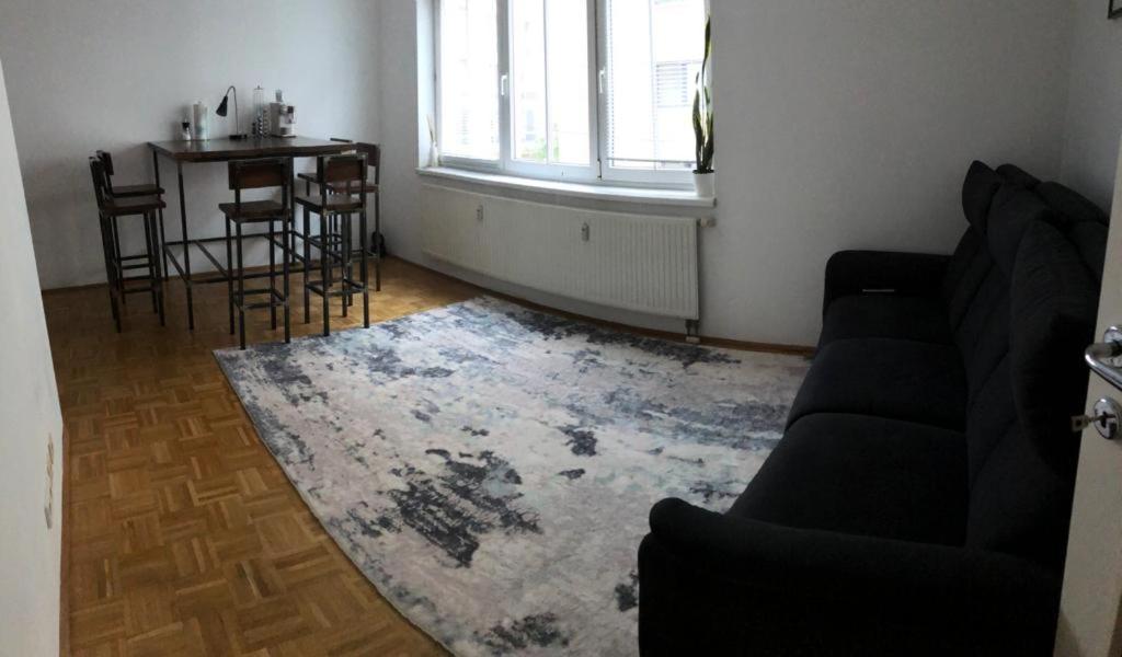 ein Wohnzimmer mit einem Sofa und einem Teppich in der Unterkunft Cozy appartement in Wien
