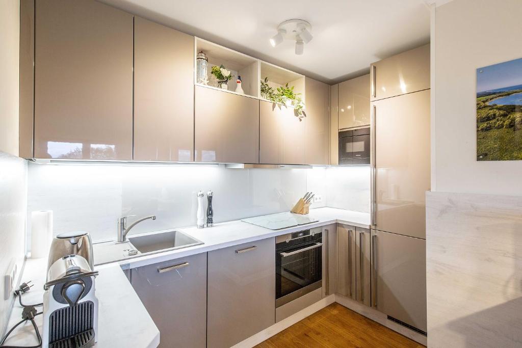 Kuchyň nebo kuchyňský kout v ubytování Villa Deichgraf 7 "Ostseeblick"