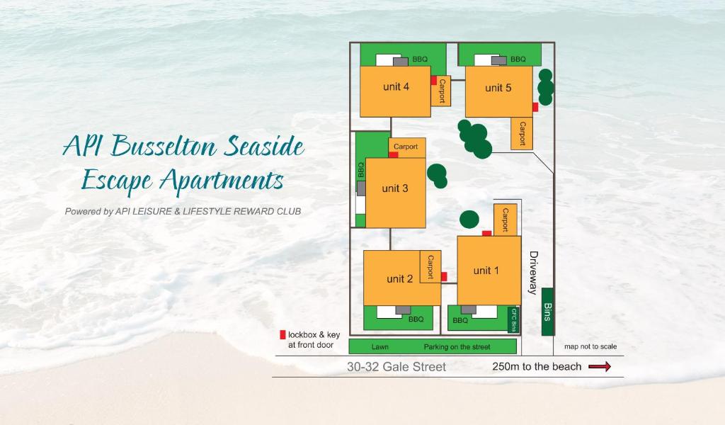 Půdorys ubytování API Busselton Seaside Escape Apartments