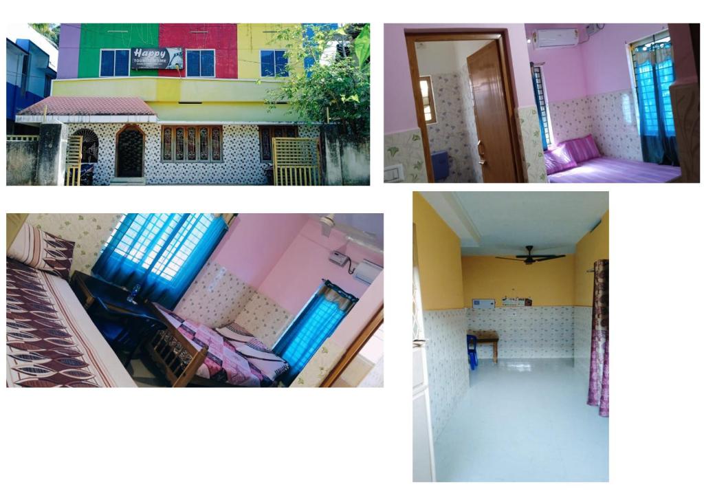 un collage de cuatro fotos de una casa en Happy Tourist Home Neyyardam, en Parattipalli