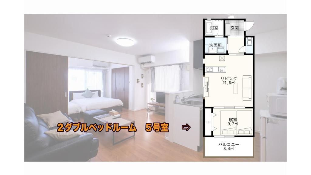 Půdorys ubytování Coral Gate in Kume コーラルゲートイン久米