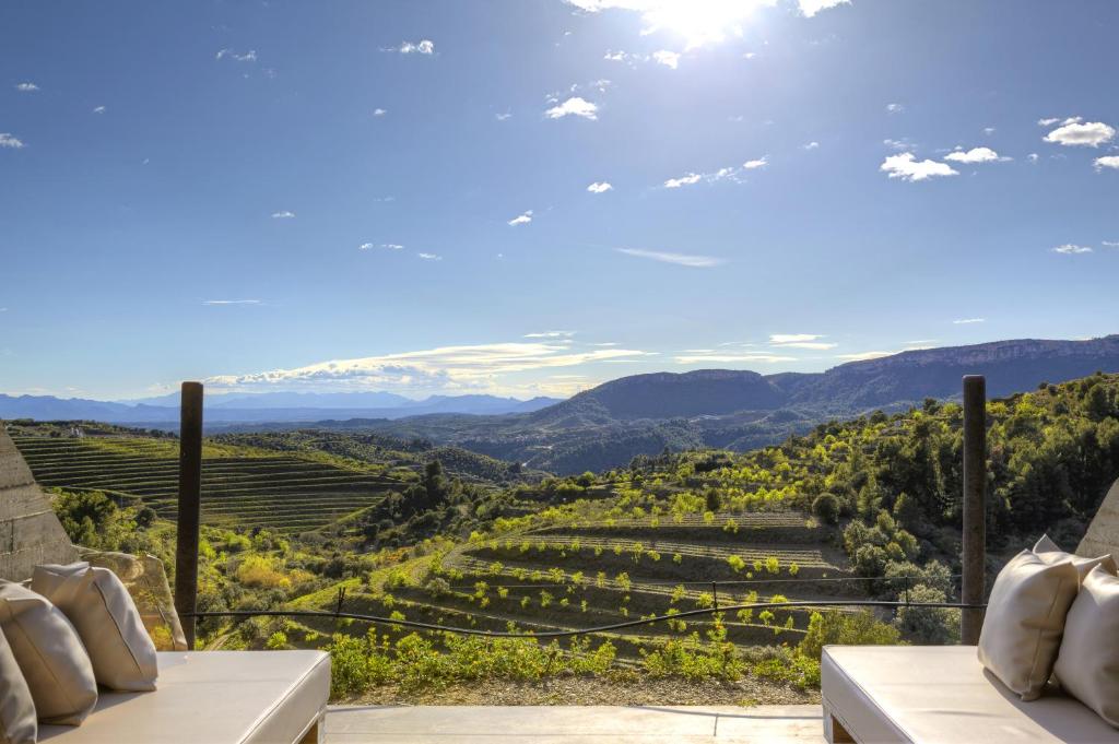 a view of a vineyard from a villa at Trossos Del Priorat in Gratallops