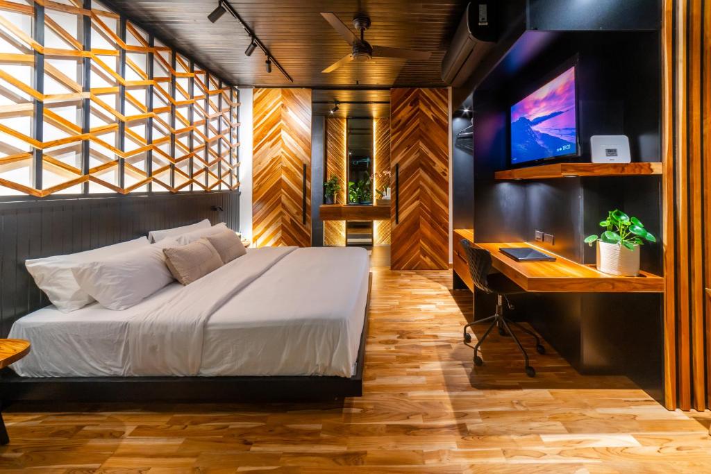 TV a/nebo společenská místnost v ubytování Danta Santa Lofts