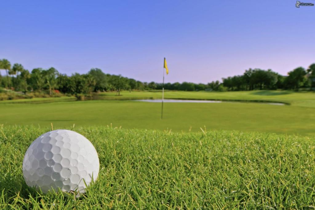 einen Golfball auf dem Rasen neben einem Golfplatz in der Unterkunft Little Paradise in Estepona