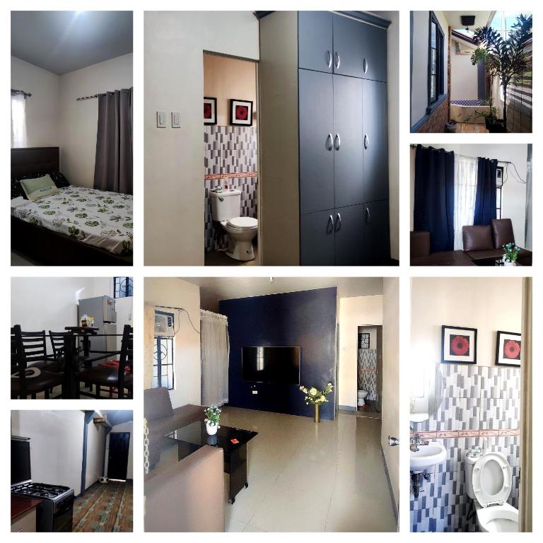 eine Collage mit Fotos eines Zimmers mit einem Schlafzimmer in der Unterkunft MESSÉ Home Stay in General Santos