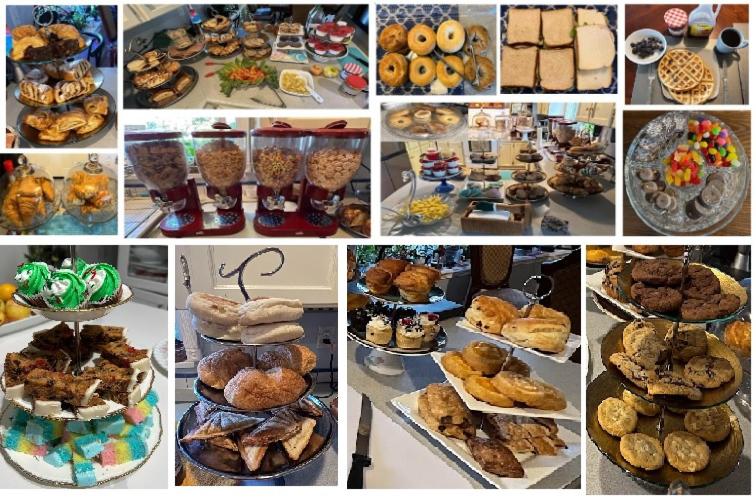 un collage de photos de différentes pâtisseries et desserts dans l'établissement 3 Bedrooms 4 Queen Beds Upstairs - Bed & Breakfast - 8 people welcome, à Abbotsford