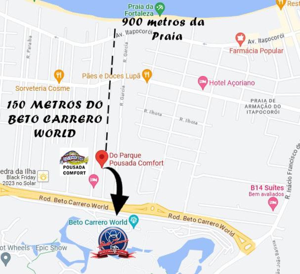 um mapa da área com uma tartaruga nele em Do Parque Pousada Comfort em Penha