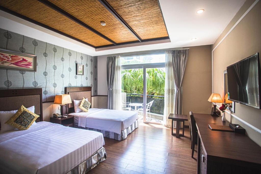 Phòng Deluxe 2 Giường Đơn Nhìn ra Một góc Biển