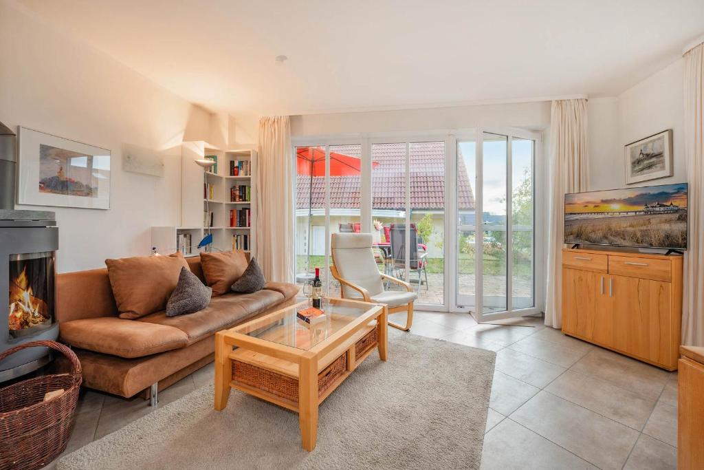 Χώρος καθιστικού στο Ferienhaus am Wolgastsee