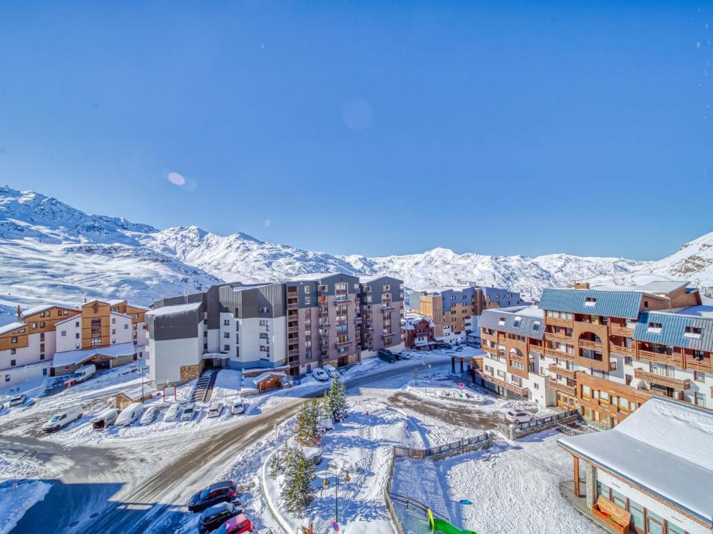 an aerial view of a city with snow covered mountains at Apartment Altineige-6 by Interhome in Val Thorens