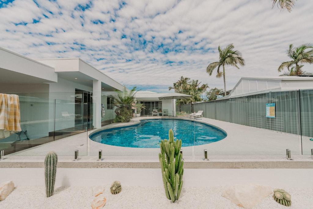 a swimming pool in a house with a cactus at Quail Cove in Gold Coast