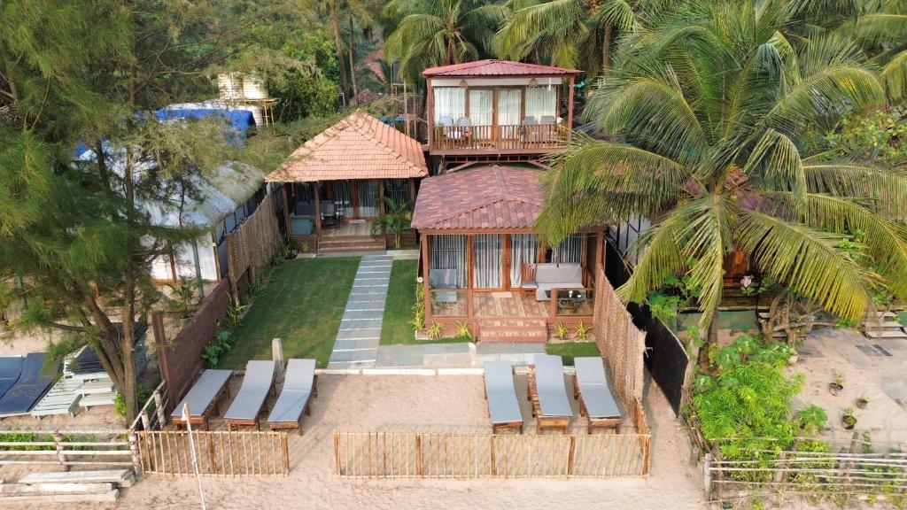 an aerial view of a house on the beach at Agonda Beach Villa in Agonda