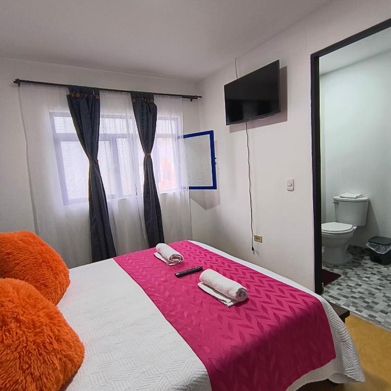 Postel nebo postele na pokoji v ubytování Hostal Villa del Sol