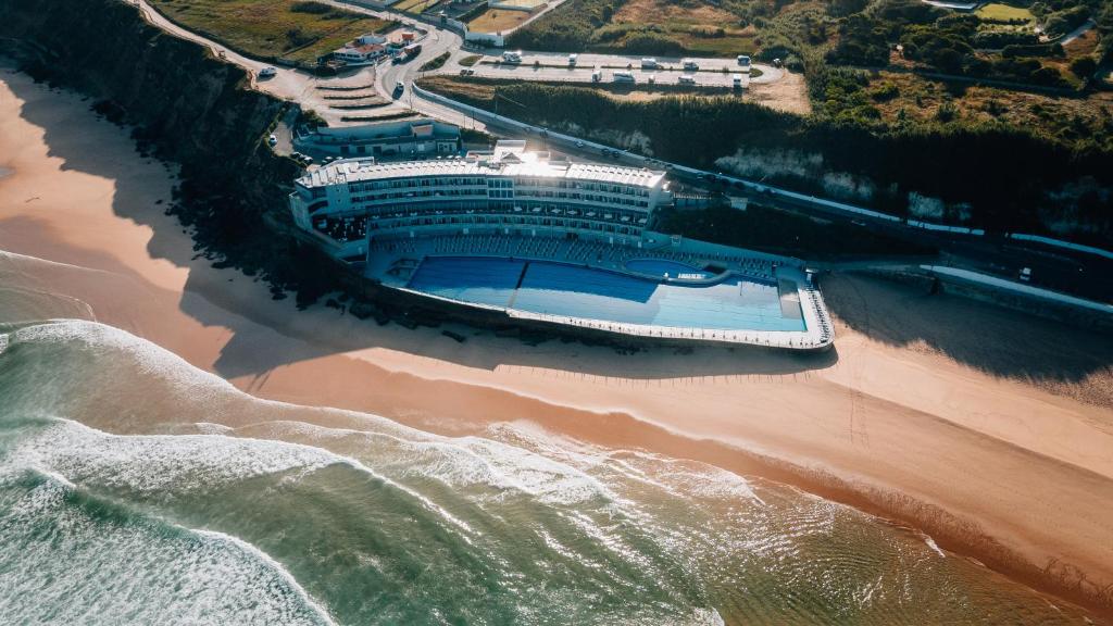 an aerial view of a cruise ship on the beach at Arribas Sintra Hotel in Sintra
