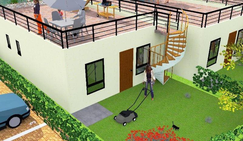 eine Person in einem Haus mit einem Hund auf einem Hof in der Unterkunft Unity Homes G in Eldoret