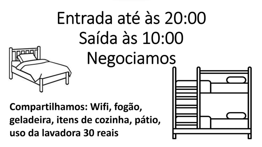 Ein Flyer mit einem Bett und einem Plakat für eine klare Linie wie sa in der Unterkunft EL CALEUCHE in Rio das Ostras