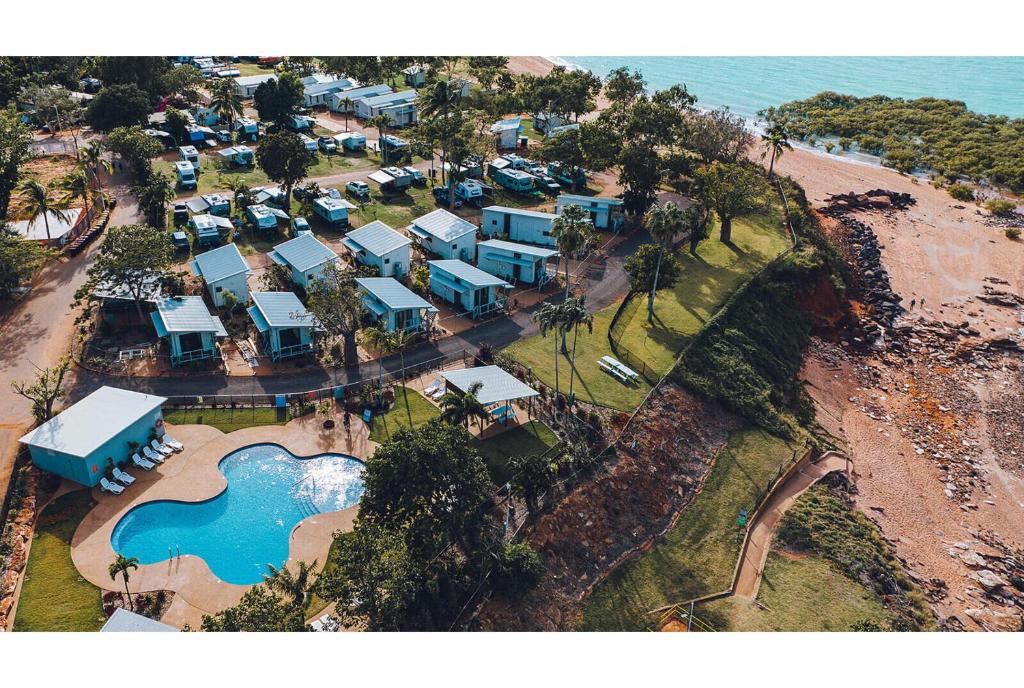 an aerial view of a resort with a swimming pool at Discovery Parks - Broome in Broome