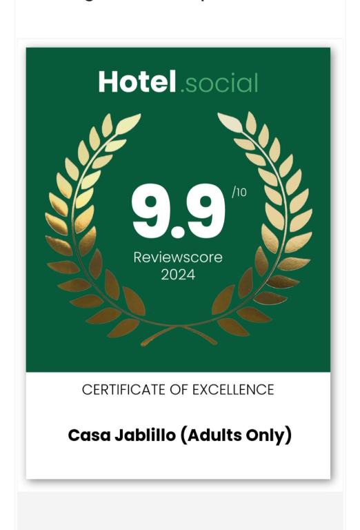 Certifikát, hodnocení, plakát nebo jiný dokument vystavený v ubytování CASA JABLILLO
