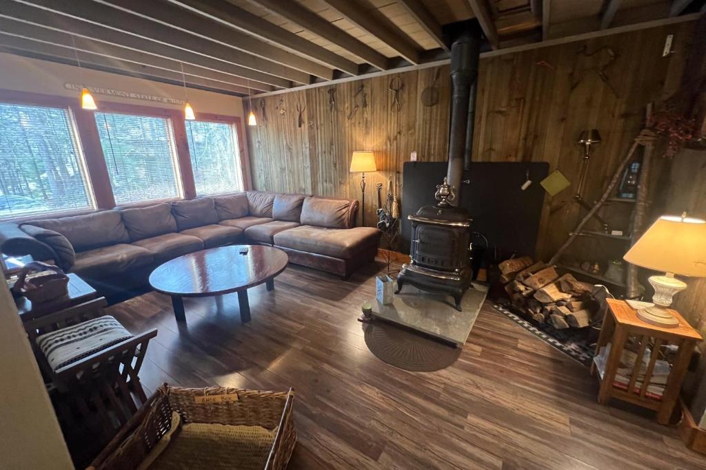 Dover的住宿－The Snowflake Sanctuary，带沙发和炉灶的客厅