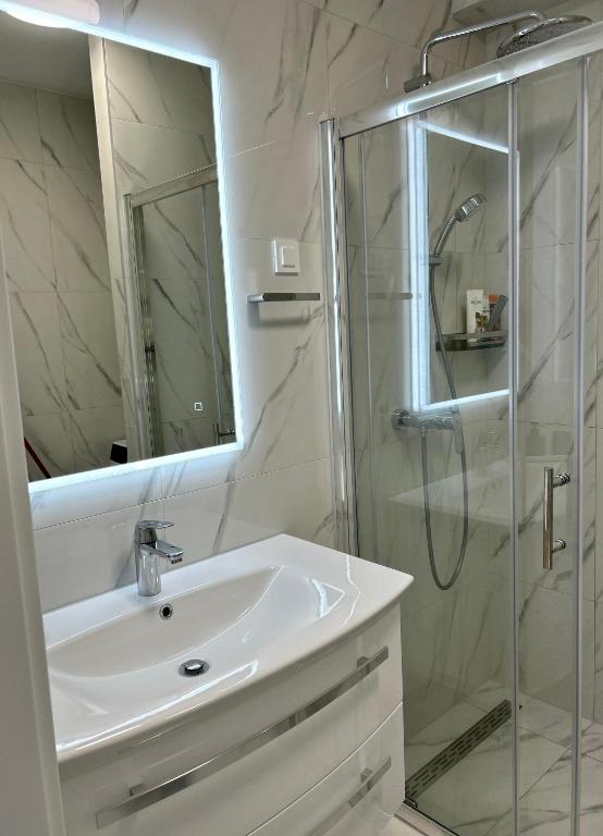 Koupelna v ubytování Palm Beach Apartment, Povljana