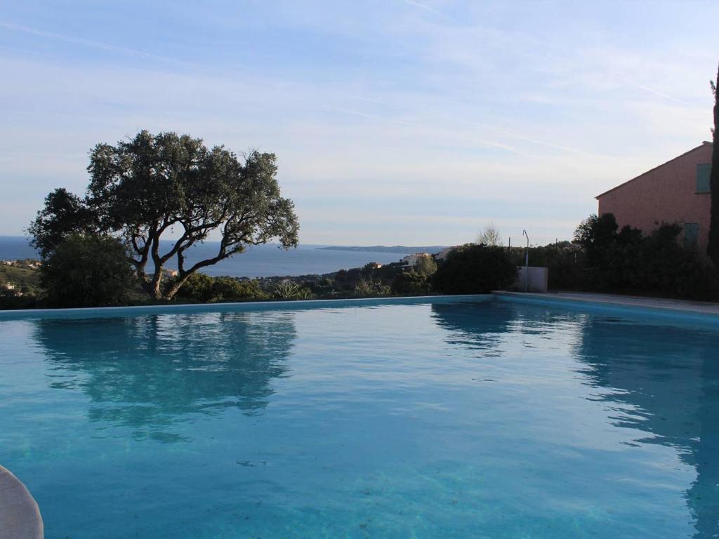 a large blue swimming pool with a tree in the background at Villa Les Issambres, 3 pièces, 6 personnes - FR-1-768-21 in Les Issambres