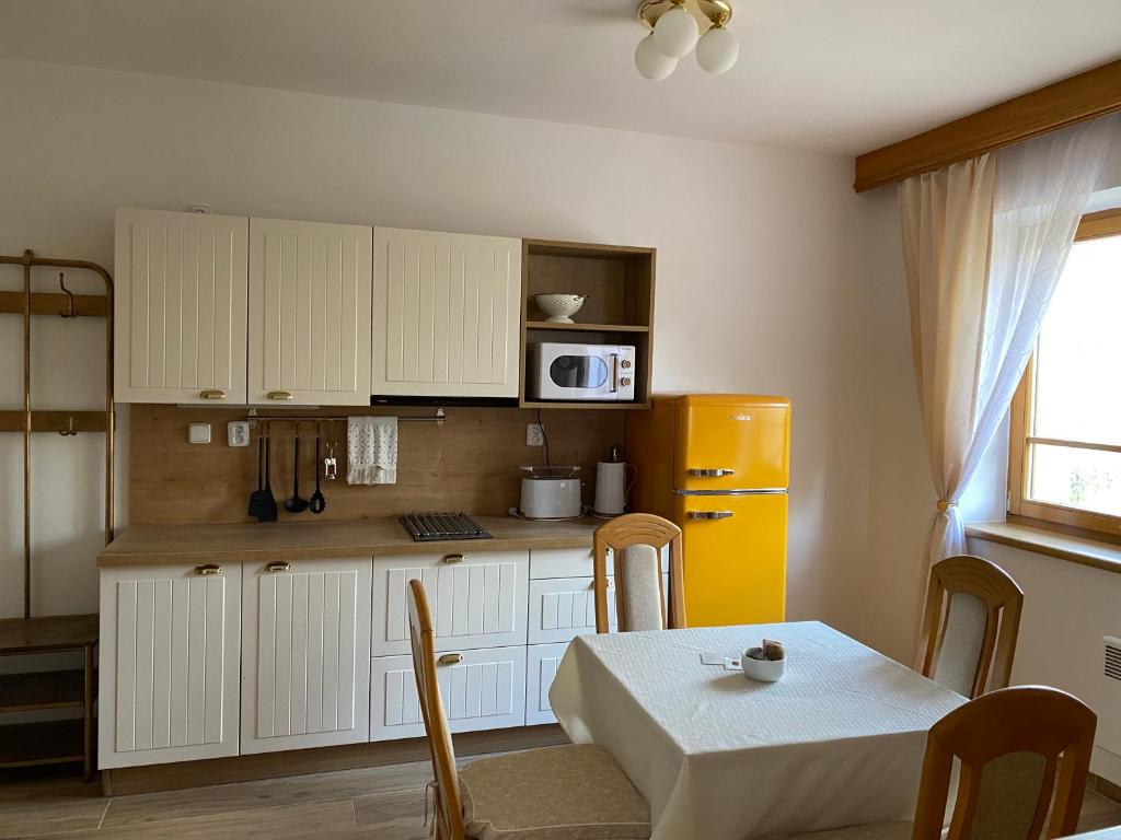 Kuchyň nebo kuchyňský kout v ubytování Samoobslužný hotel Vydra
