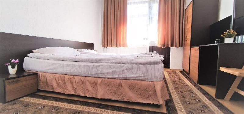 ドブリニシュテにあるDjolevi Guesthouseのベッドルーム1室(大型ベッド1台付)
