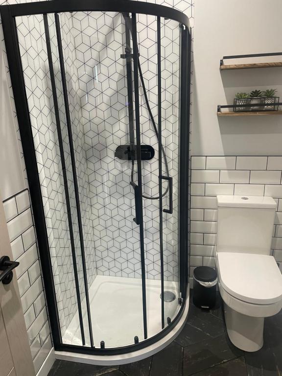 een douche in een badkamer met een toilet bij Springlea in Oban