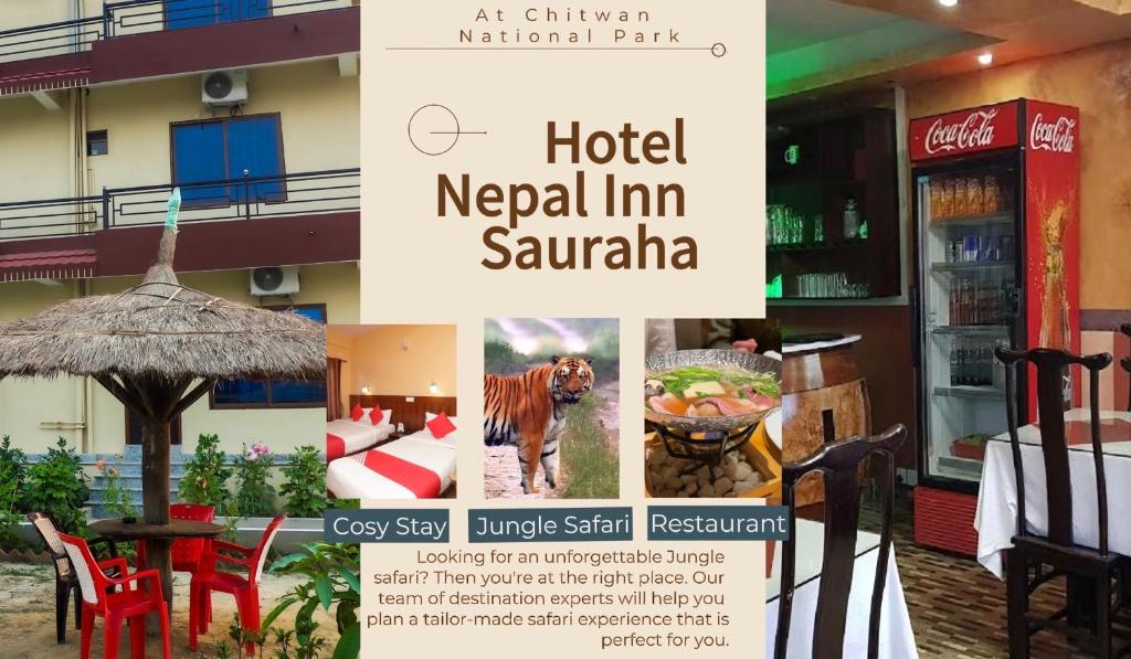 um panfleto para um hotel nepal inn savitri em Hotel Nepal Inn Sauraha em Sauraha