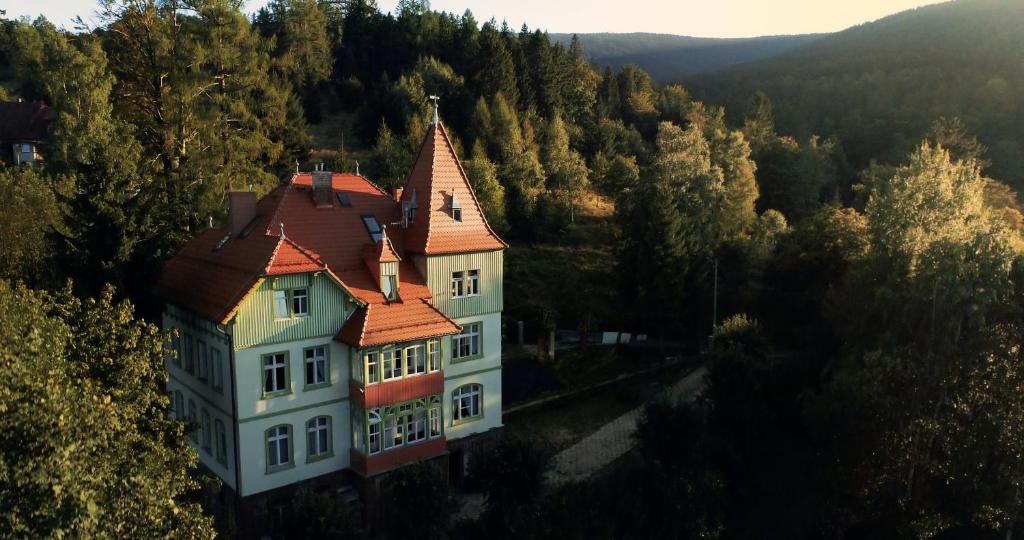 a large house in the middle of a forest at Willa Świeradówka in Świeradów-Zdrój