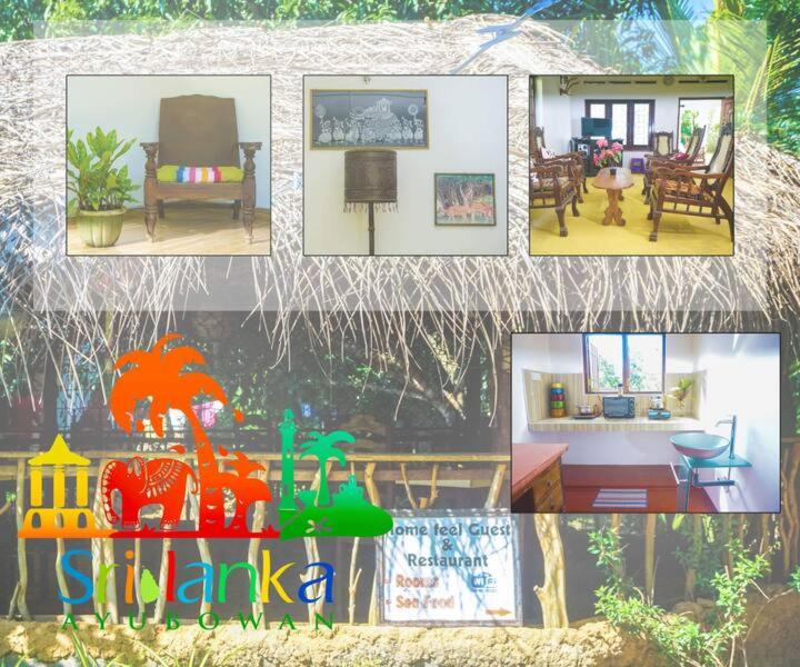 eine Collage mit Fotos eines Wohnzimmers in der Unterkunft HomeFeel HomeStay in Tangalle