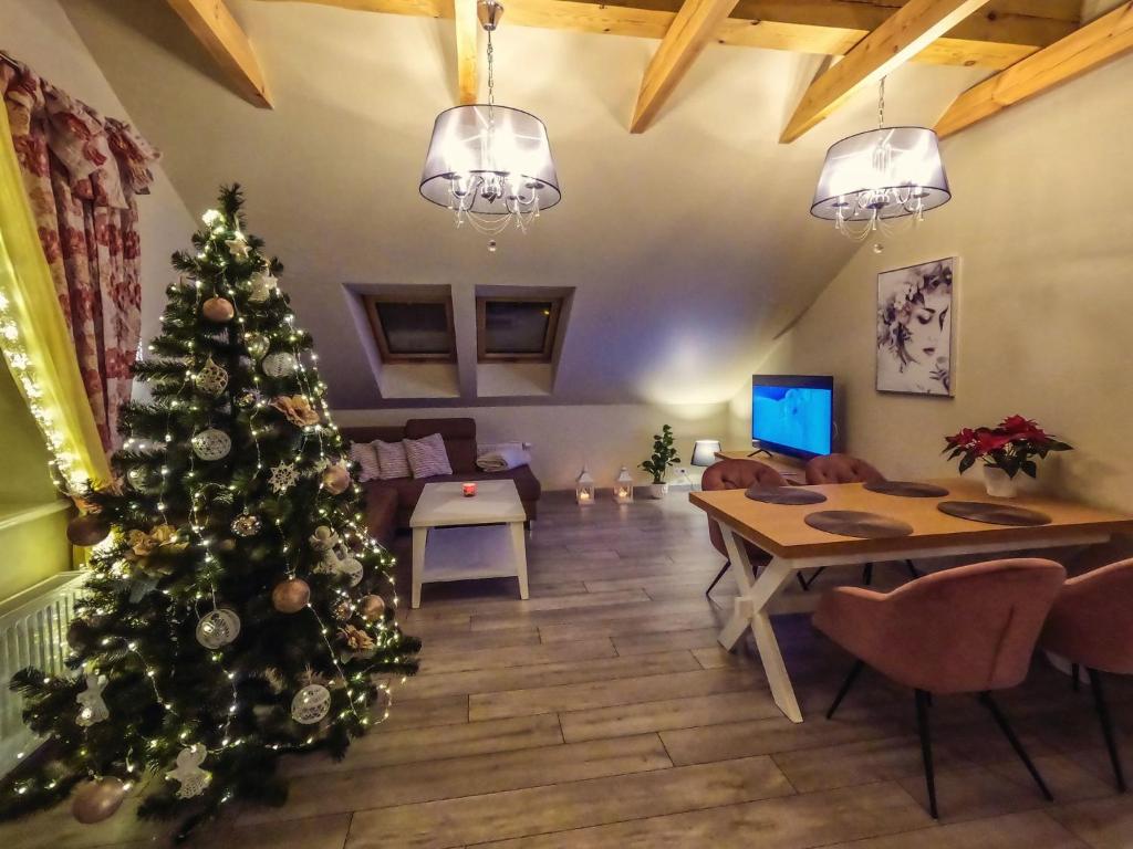 Televízia a/alebo spoločenská miestnosť v ubytovaní Apartament SWEET Ustroń